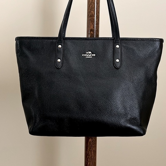 EUC Coach Zip Tote.Laptop Bag - Black Pebble ALL Leather - Mid 2000s - EUC - Picture 2 of 12